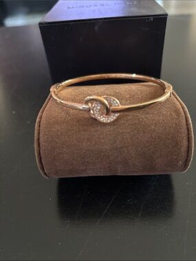 Michael Kors Rose Gold Knot Bangle Bracelet with Crystal Accents